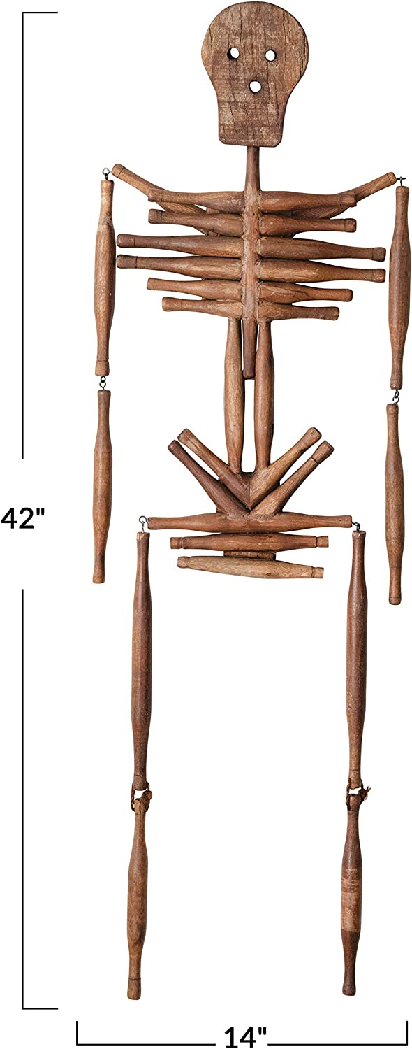 Creative Co-Op 14 L x 2 W x 42 H Found Hanging Wood Rolling Pin Skeleton (Each One Will Vary) Figures and Figurines, Multi - Image 2