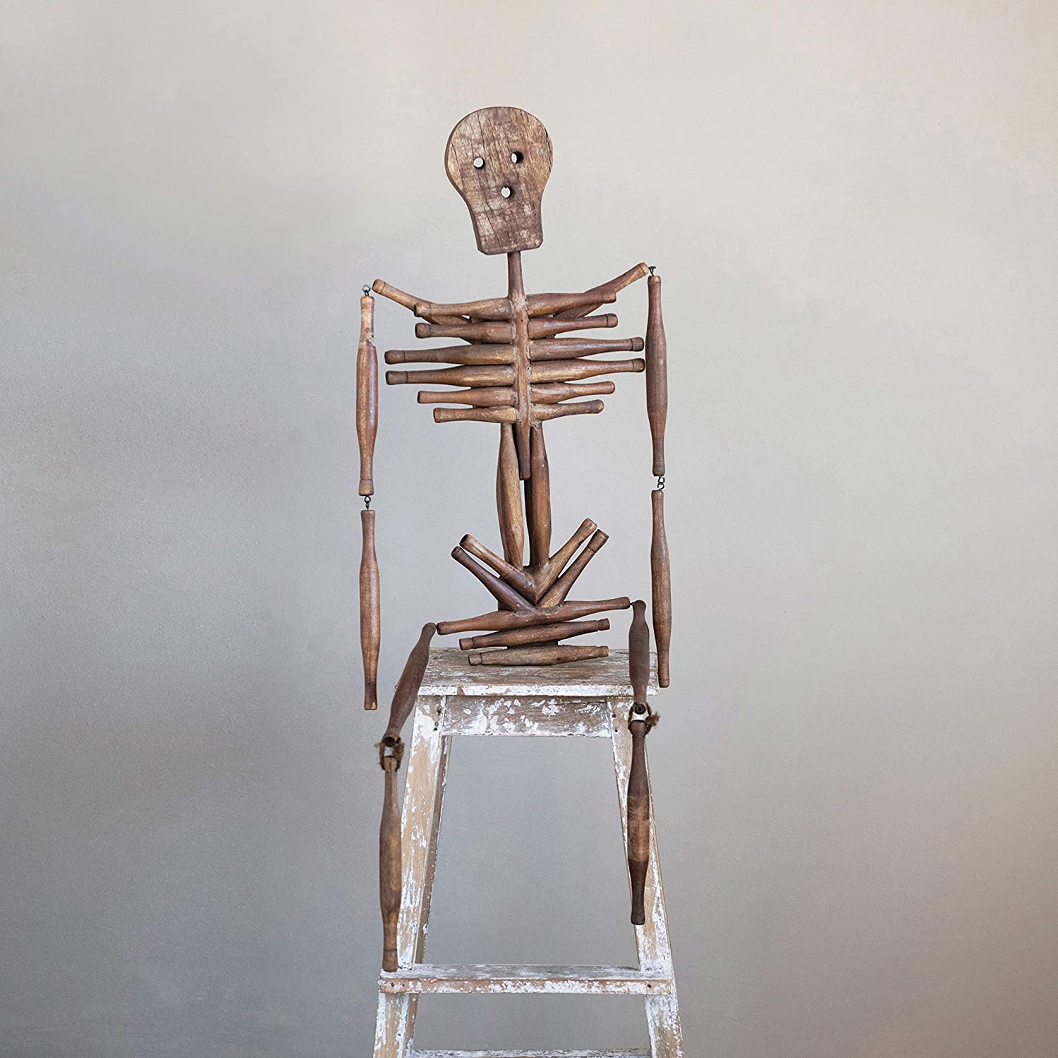 Creative Co-Op 14 L x 2 W x 42 H Found Hanging Wood Rolling Pin Skeleton (Each One Will Vary) Figures and Figurines, Multi - Image 4